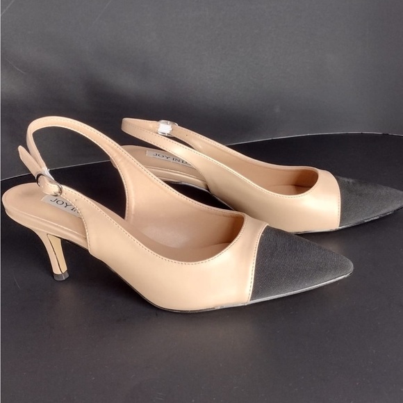 Joy in love Women's Black and Tan Slingback Heels size 8 brand new w/out box - Picture 2 of 6